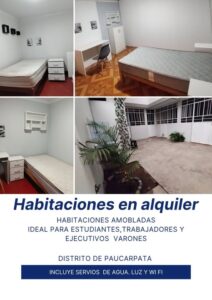 Alquiler de habitaciones / cuartos para varones en Urb. Leoncio Prado, Paucarpata, Arequipa